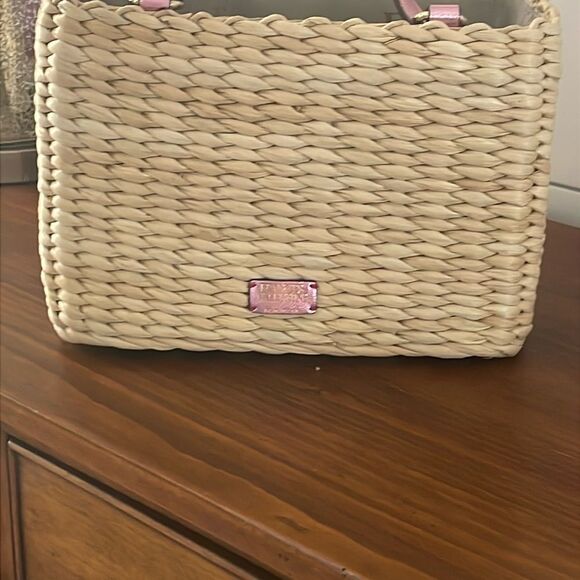 Frances Valentine Pink and Tan Woven Tote - Picture 6 of 9